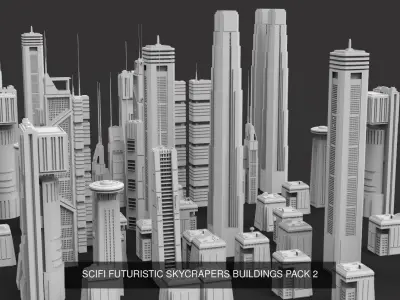 SCI-FI Futuristic Buildings Collection 45 models 3D Model Pack