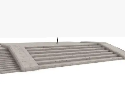 Brutalist Entrance Stairs 25 Low-poly 3D model