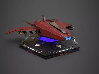 Sci-Fi Spaceship Plane Low-poly 3D model