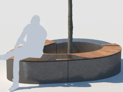 street bench and tree wind animation 3D model