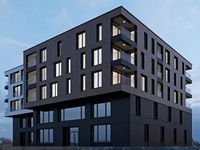Modern residential building 8 3D model