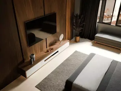 Minimal Cozy Bedroom interior scene  3D model