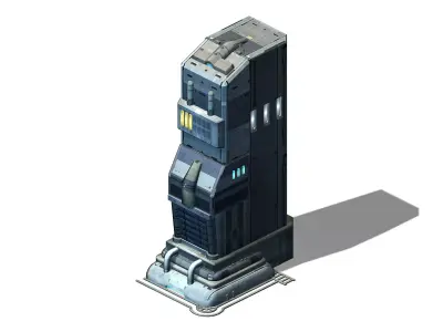 Sci Fi Building-Connection Wall 07 3D model