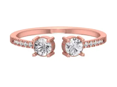 Open End Light Weight Round Stone Band Ring 3D print model