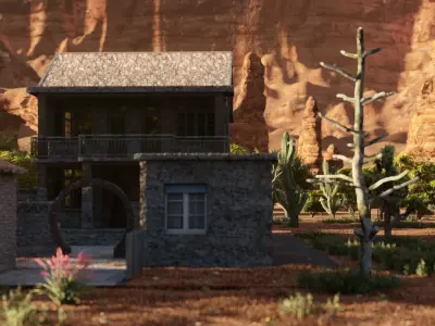 Vilage in forest-old house 3D model