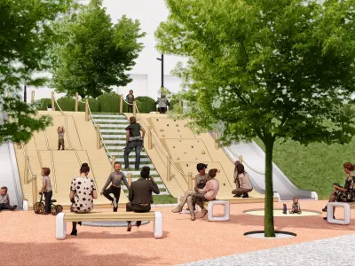 Childrens Playground with Two Slides and Ropes 3D model