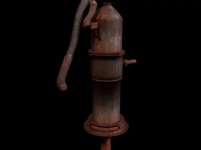 Indian Style Old Rusty Handpump Low-poly 3D model