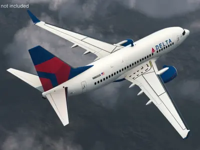 Delta Air Lines Boeing 737 with Cockpit and Cabin 3D model