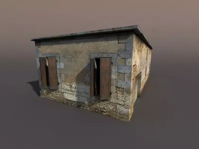 Derelict house low poly 75 Low-poly 3D model