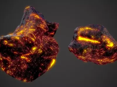 Asteroids Pack Low-poly 3D model