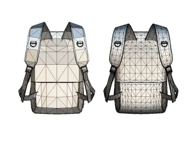 Cartoon High Poly Subdivision Backpack Low-poly 3D model