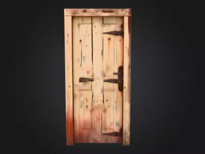 Cursed Wooden Door Low-poly 3D model