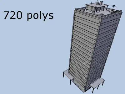 low poly skyscraper tall building Low-poly 3D model
