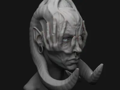 creature head sculpture 3D print model