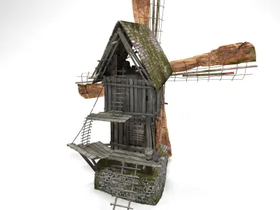 Old windmill Low-poly 3D model