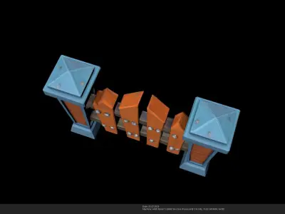 Stylized Wooden Fence 3D Model - AI Low-poly 3D model