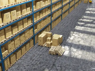 Warehouse 7 industrial building with roof 3D model