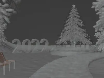 3D rendering scene beautiful christmas tree 3D model