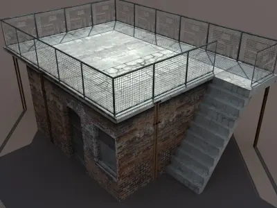 Derelict Building Low poly 3d Model Low-poly 3D model