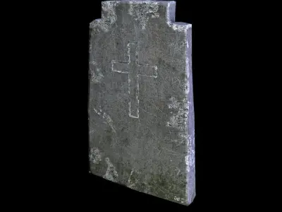 OldGravestone2 gravestone with cross Low-poly 3D model
