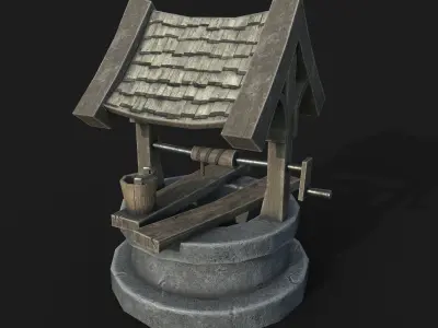 Old low poly draw-well Low-poly 3D model