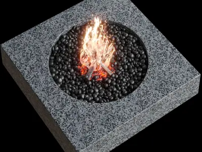 Outdoor fireplace Low-poly 3D model
