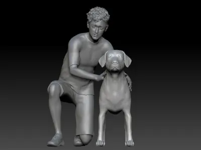 KID PLAY WITH DOG 1 3D print model