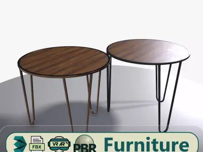 Coffee Table ar vr optimized Low-poly 3D model