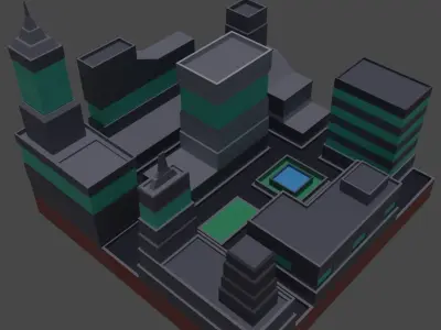 Low Poly City Block Game Assets Low-poly 3D model
