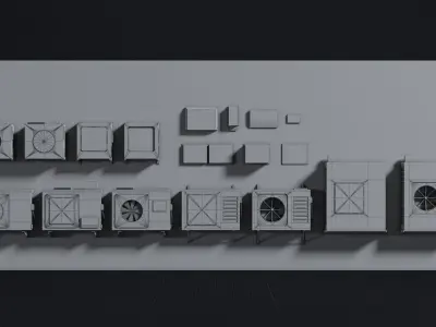 Air Conditioner 3D Asset Model Pack Low-poly 3D model