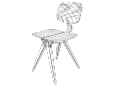 Mosquito pair of wooden chairs 3D model