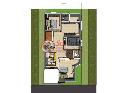 House 6x12m code 560 - Sketchup 3D model 3D model 3D model