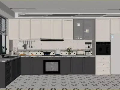 French Light Luxury Kitchen 3D model