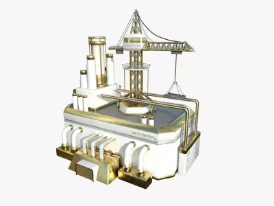 SciFi Factory A11 Gold - Sci Fi Exterior Design Low-poly 3D model