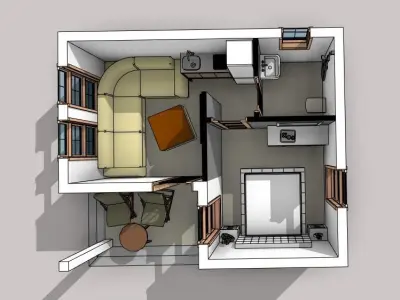 One Bedroom House 3D print model