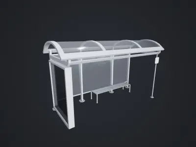 Stylized Bus Stop Low-poly 3D model