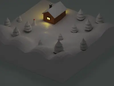 Winter house Low-poly 3D model
