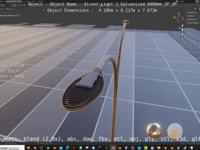 Street Light 1 Galvanized 6000mm 2F 2P Low-poly 3D model