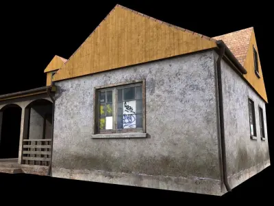 house with porch Low-poly 3D model purchase