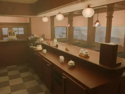 Retro Japanese coffee shop 3D model