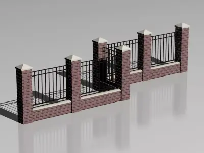 Brick fence 03 3D model
