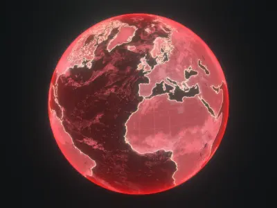 Red Hologram Planet Earth Hologram Sci-Fi 3D Model Low-poly 3D model