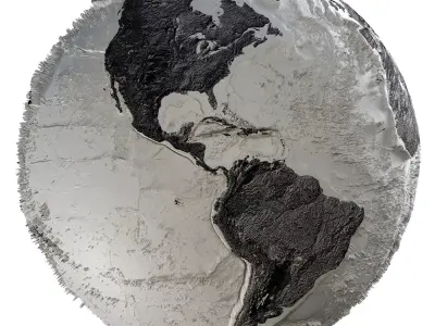 Earth Hill Shade Map Globe  Low-poly 3D model