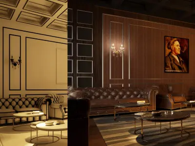 smoking room 3d model 3D model