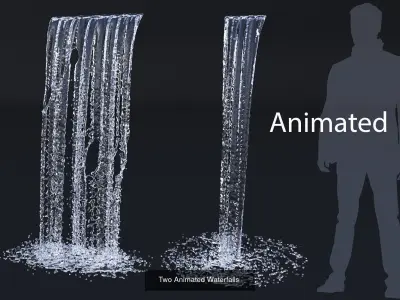 Animated Collection of Waterfalls and Fountains 3D Model Pack
