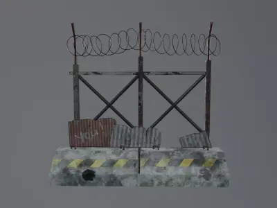 Apocalyptic Fence Wall - Vol 02 Low-poly 3D model
