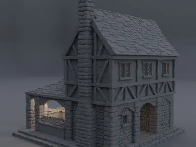 Medieval Small Market Tabletop Terrain 28 MM 3D print model
