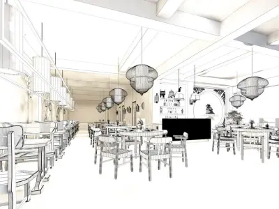 Business Restaurant - Coffee - Banquet  140 3D model