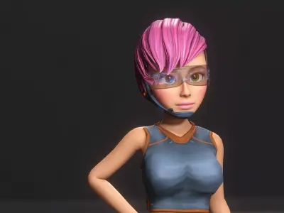 Gaming Girl Low-poly 3D model