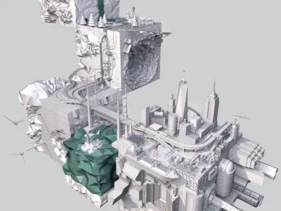 Low Poly Scenes futuristic city 3D model